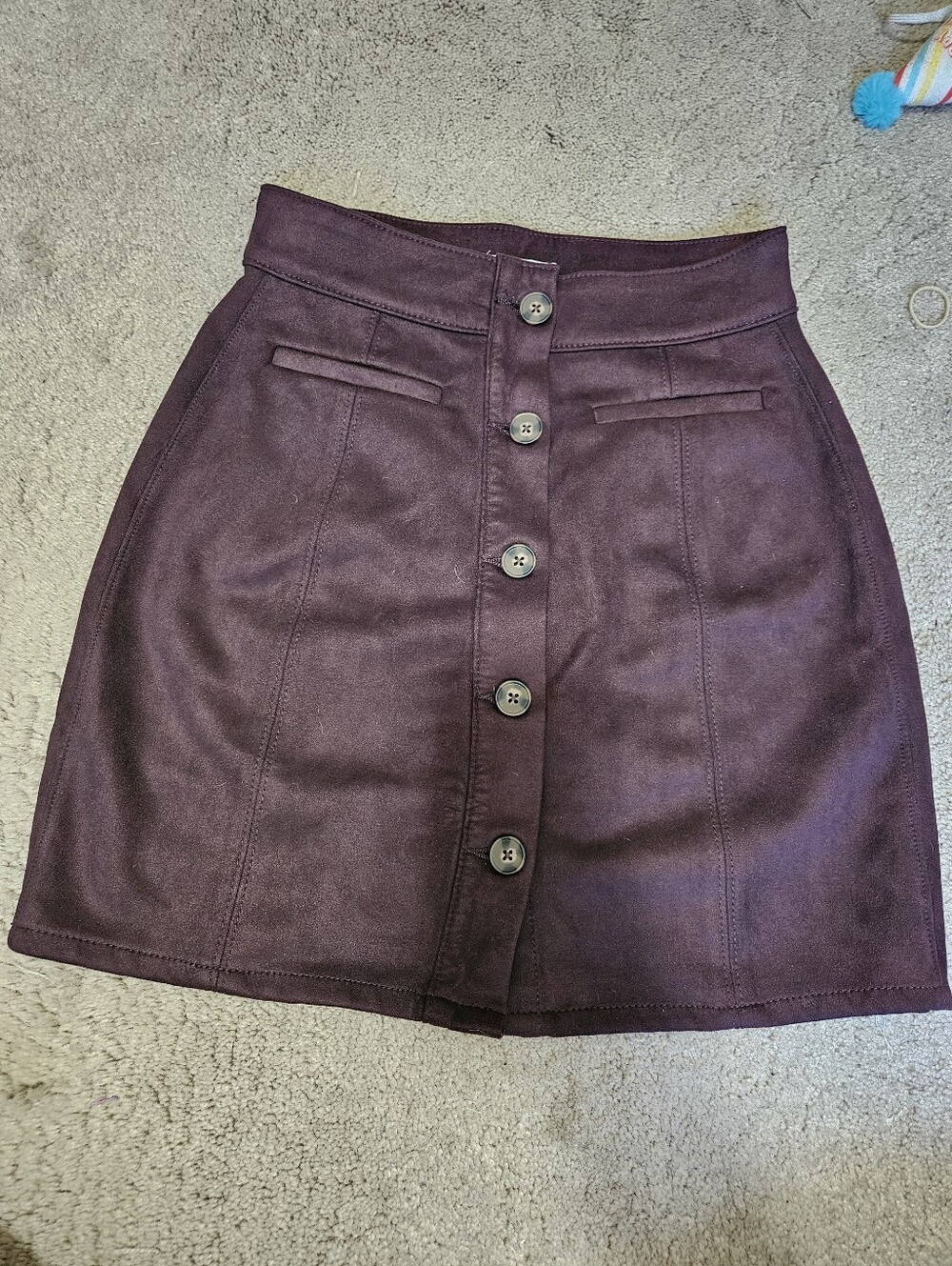 Maurices Plum Button-Front Suede-Look Mini Skirt